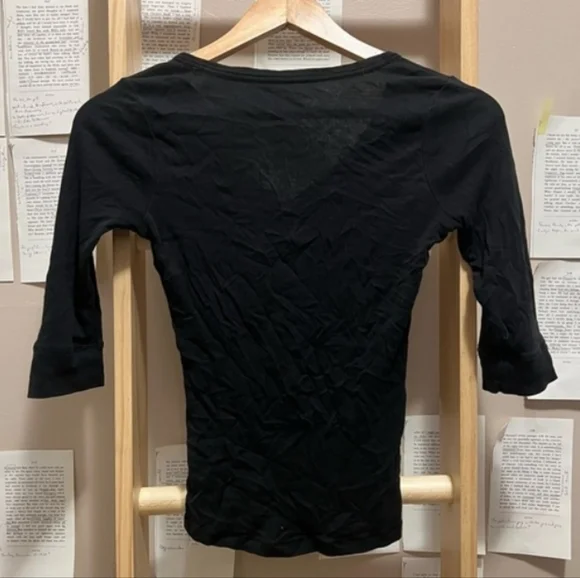Y2k Medium Black V-Neck Buttoned Womens Top Old Navy - Picture 4 of 13